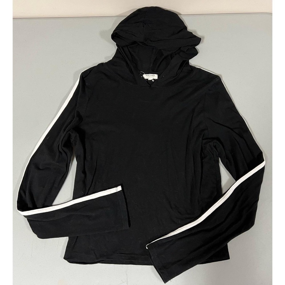 Heart & Hips Black Striped Long Sleeve Top Tee T-Shirt Hoodie Size L 🤍🖤⚽️ #top